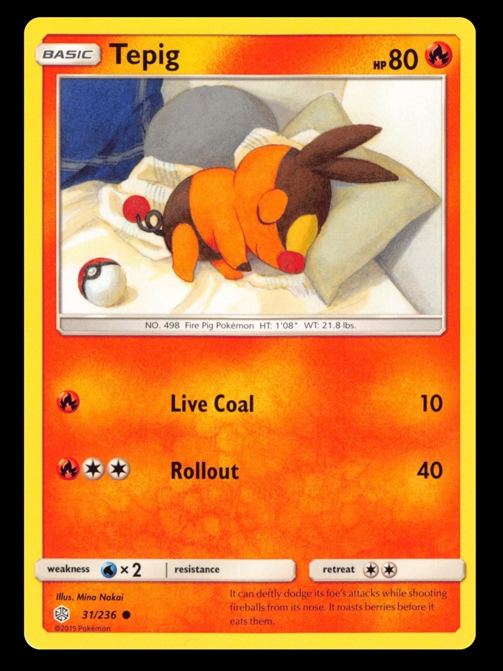 POKEMON CARD TCG - Tepig - Cosmic Eclipse - Common - 31/236
